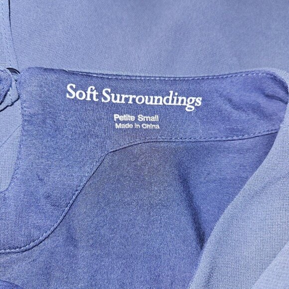 Soft Surroundings Belvedere Blouse Marlin Blue Layered Wrap Look Sz Petite Small - Picture 9 of 11